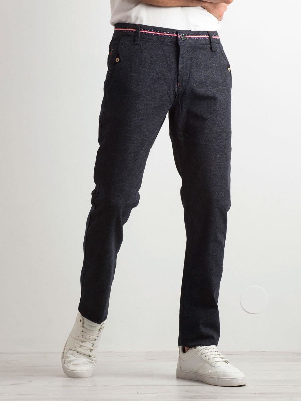 Navy Blue Cotton Men's Pants