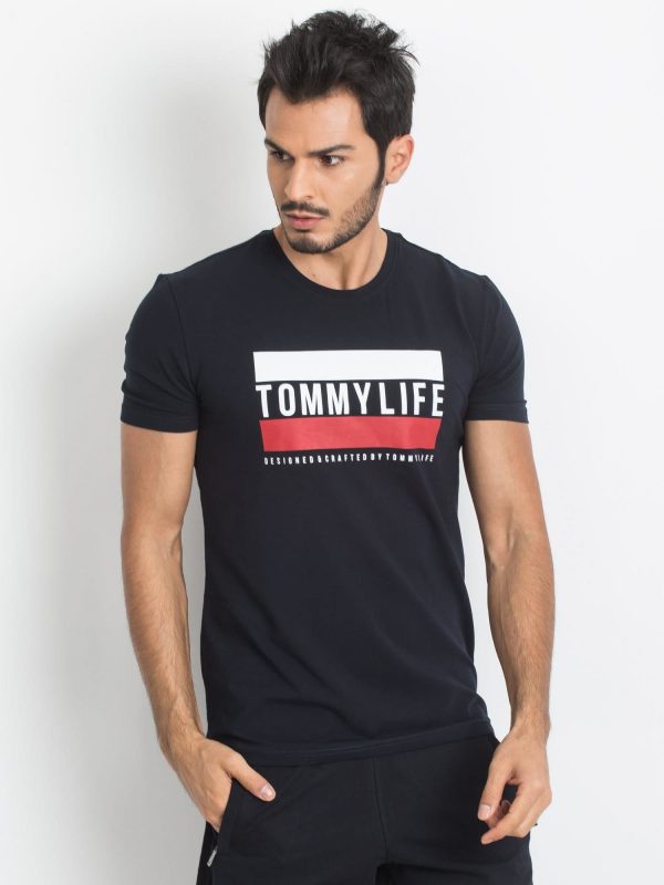 TOMMY LIFE Men's Navy Blue T-Shirt