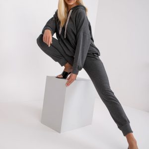 Dark Grey Melange Cotton Tracksuit Set Alejandra