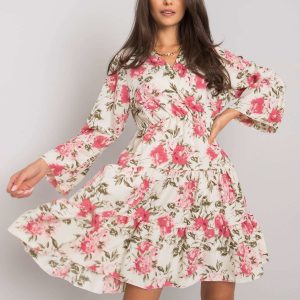 Beige and Pink Leighton Floral Dress