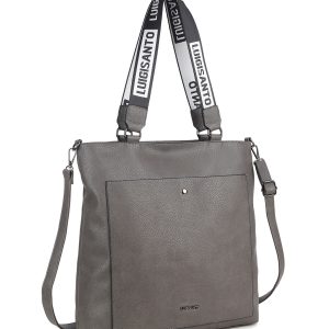 Grey city bag with LUIGISANTO decorative handles