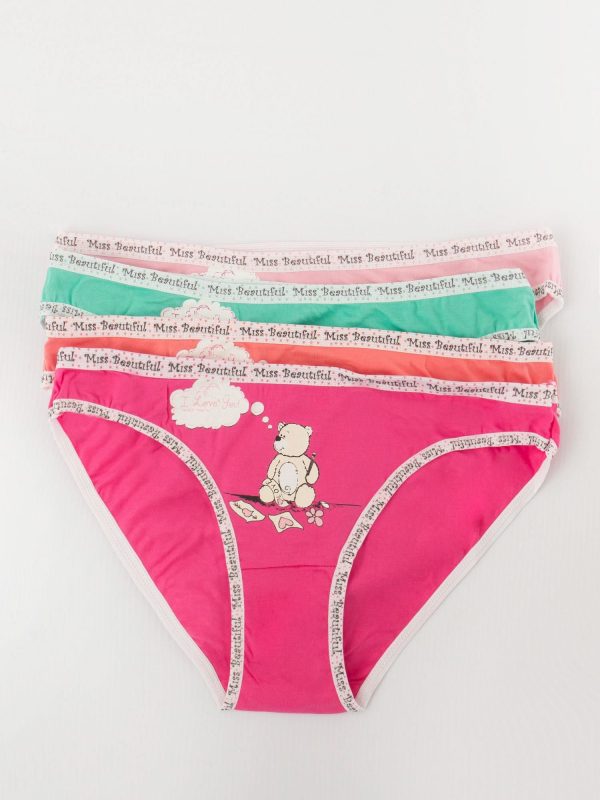 Colorful Teddy Bear Print Panties 4 Pairs