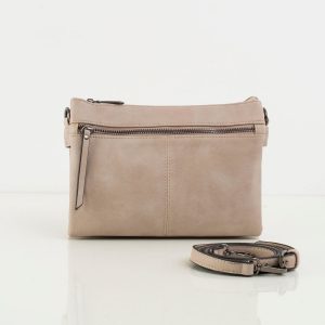 Beige longitudinal bag made of eco-leather