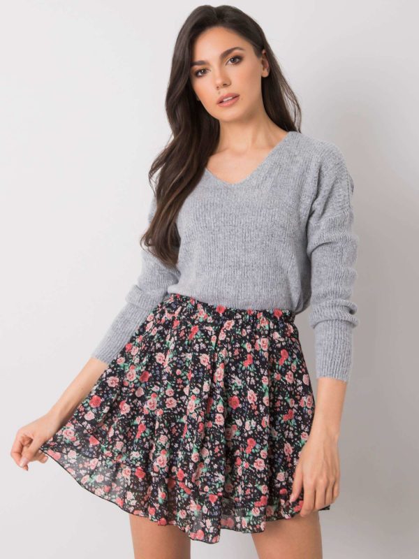 Jussie Black Floral Skirt