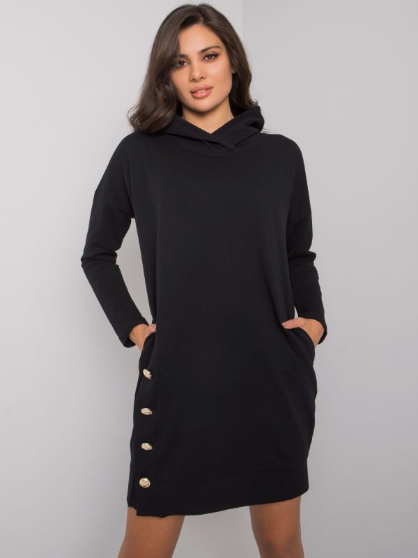 Black sweatshirt dress with hood Preston RUE PARIS