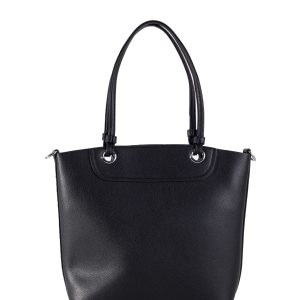 Black capacious shoulder bag with cosmetic bag