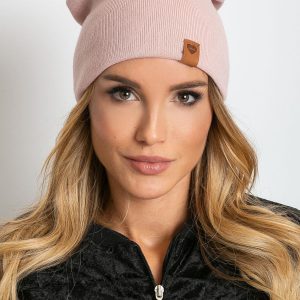 Dirty pink beanie hat with wool