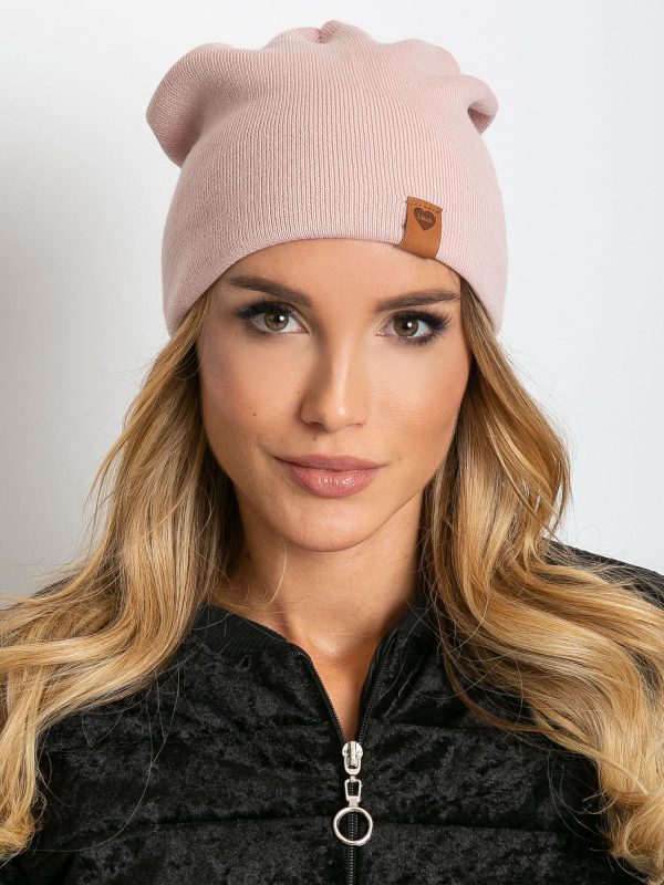 Dirty pink beanie hat with wool