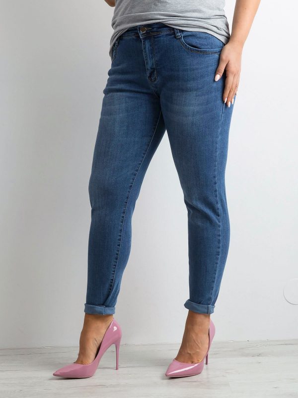 Blue Plus Size Tube Denim Pants