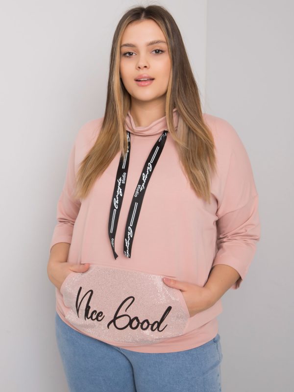 Dirty pink plus size blouse with Crystal rhinestones