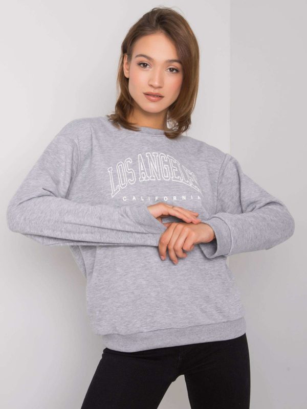 Grey melange sweatshirt for women Drew RUE PARIS