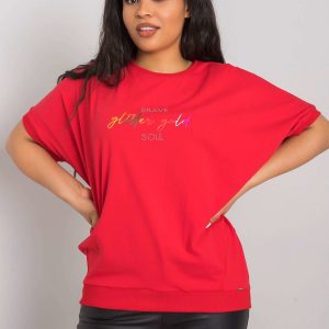 Red plus size blouse with Jewel inscription