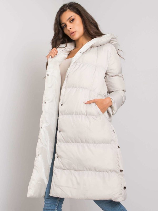 Light Grey Quilted Jacket with Starlet Hooded