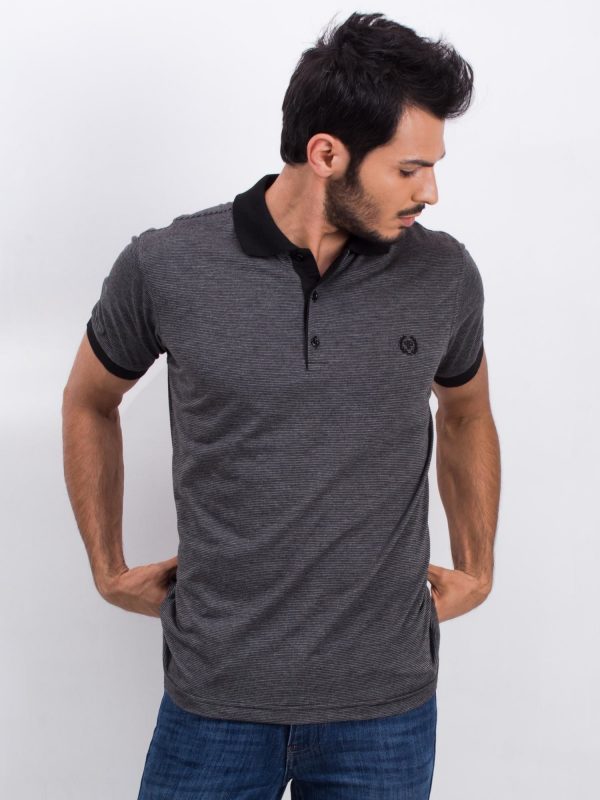 Dark Grey Men's Letter Polo Shirt