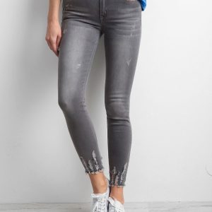 Grey ankle jeans high-waisted pants