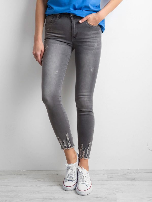 Grey ankle jeans high-waisted pants