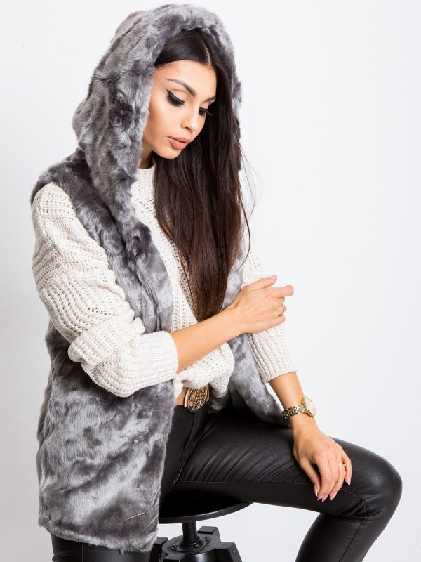 Grey Fluffy Vest