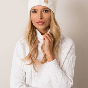 Ecru beanie hat with tassel RUE PARIS