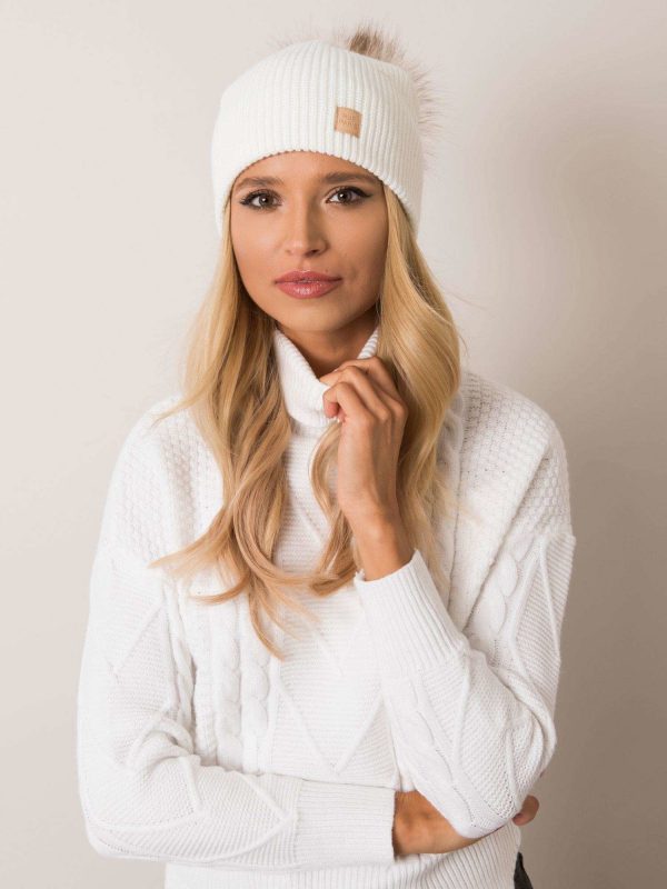 Ecru beanie hat with tassel RUE PARIS