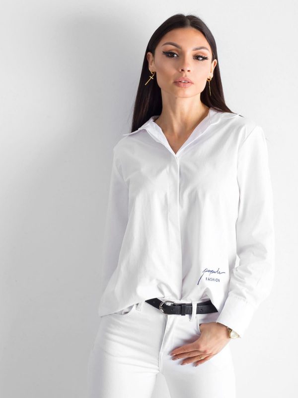 White shirt with embroidery on the back