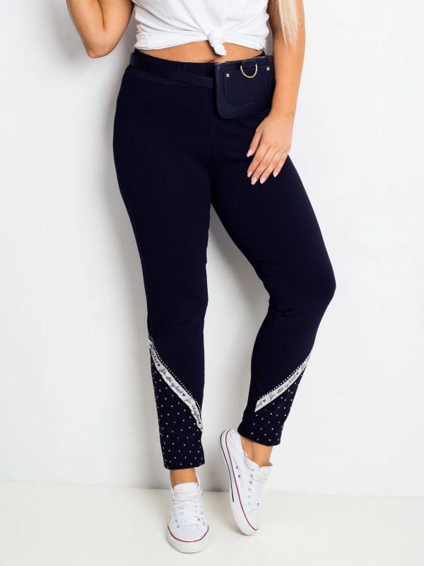 Navy blue plus size pants Active