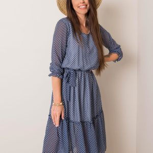 Navy Blue and White Dotty Dress