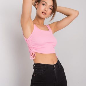 Pink crop top with welts Loretta RUE PARIS