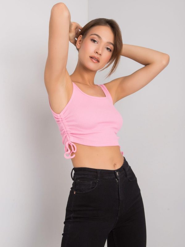 Pink crop top with welts Loretta RUE PARIS