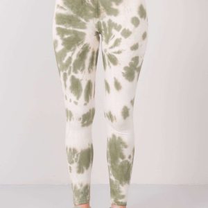 Khaki-white tie-dye cotton leggings BSL