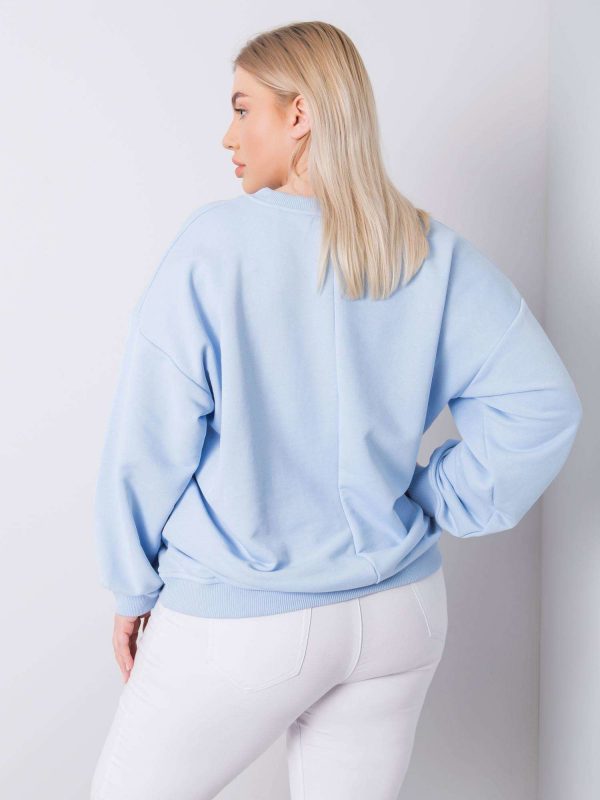 Light Blue Plus Size Cotton Sweatshirt Mischa