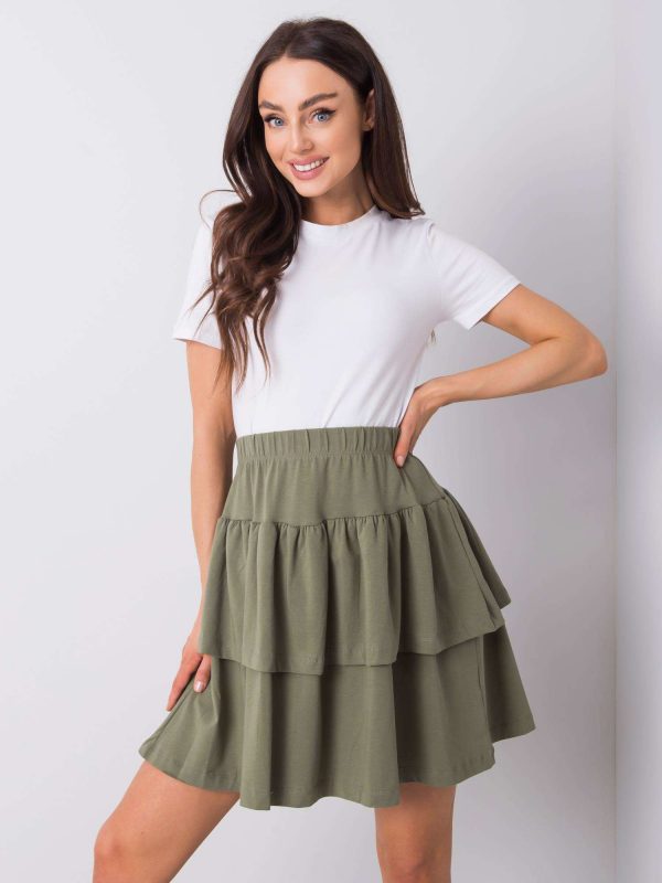 Khaki mini skirt with flounces by Jenny