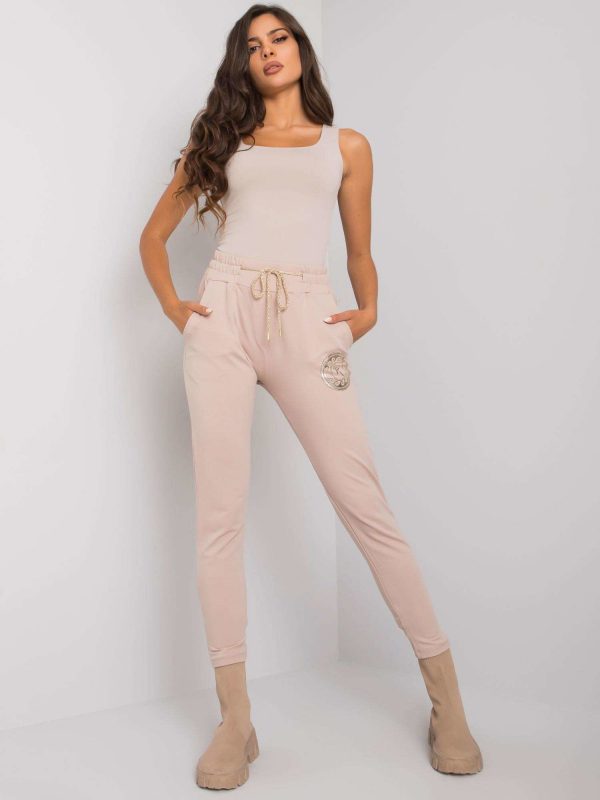 Beige sweatpants with print Larissa