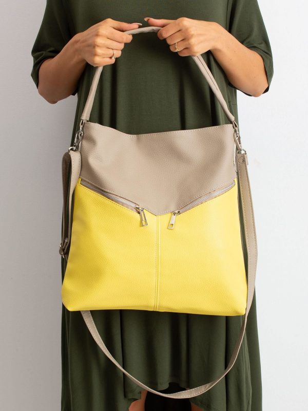 Dark beige bag with yellow insert