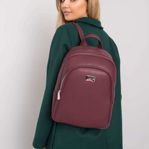 Burgundy eco-leather backpack