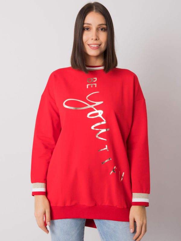 Red cotton tunic plus size with Jamellia inscription