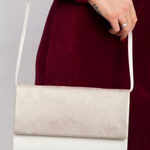 Ecru-gold eco leather clutch