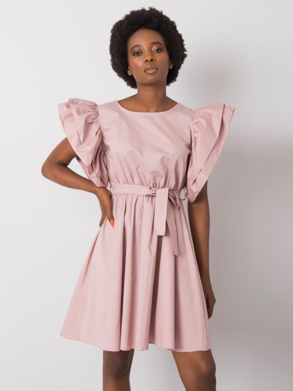 Sheila Dirty Pink Dress with Decorative Sleeves