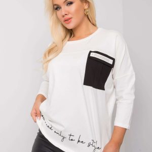 Ecru plus size cotton blouse with Molly inscription