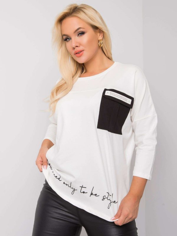 Ecru plus size cotton blouse with Molly inscription