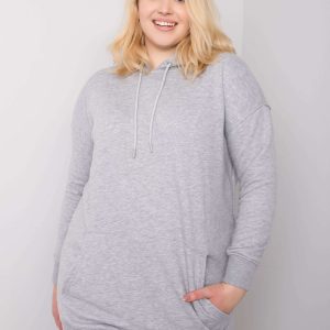 Grey melange plus size hoodie Luna