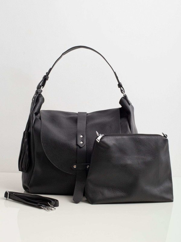 Black Large Bag With Cosmetic Bag