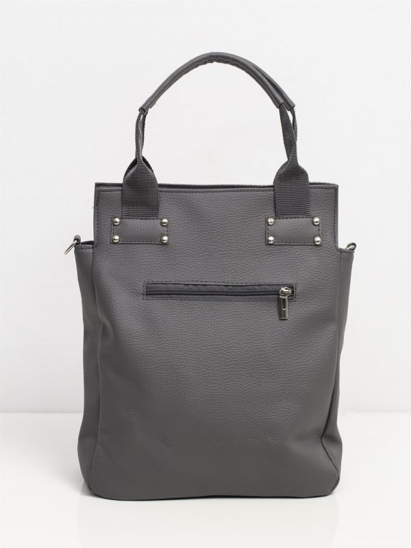 Grey and silver women's bag made of eco leather