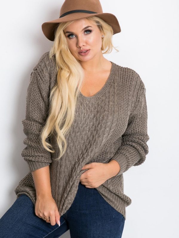 Dark Beige Plus Size Tango Sweater