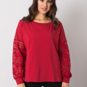 Burgundy blouse with lace Shantelle RUE PARIS