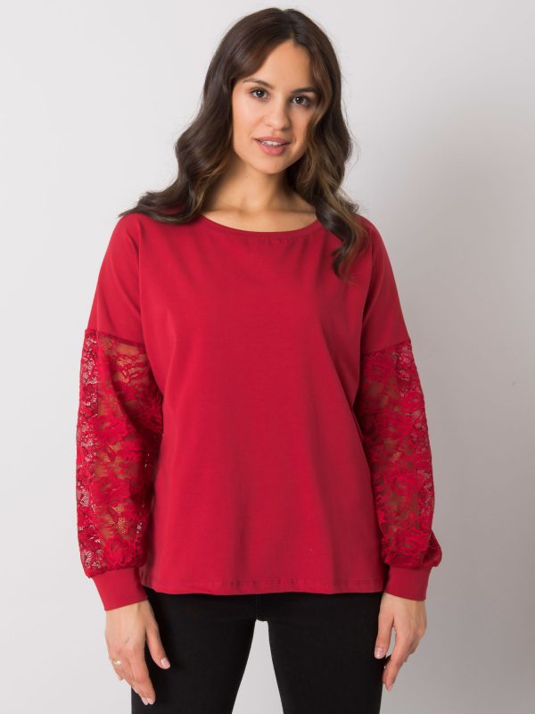 Burgundy blouse with lace Shantelle RUE PARIS