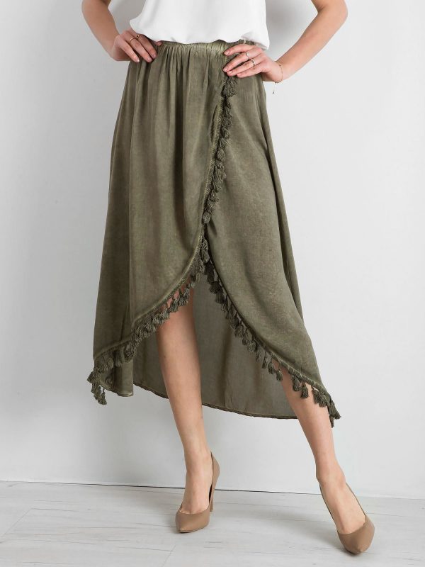 Khaki long boho skirt