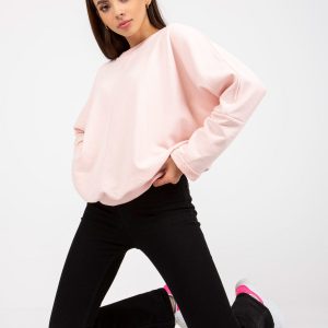 Light pink women's basic sweatshirt without hood RUE PARIS