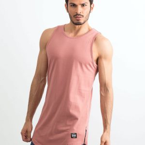 Pink-brown men's long tank top