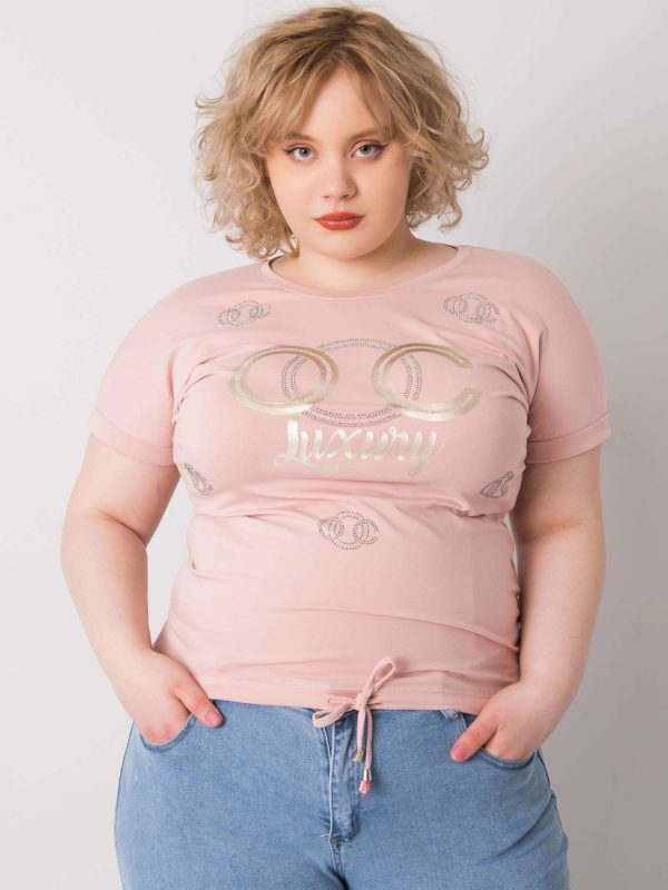 Dirty pink plus size blouse with Kelley applique