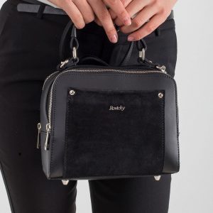 Black Two-Chamber Leather Messenger